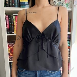 Topshop black silk tank top